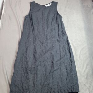 Access Dress Womens Medium Black Floral Eyelet Embroidery Y2K Vtg 100% Cotton